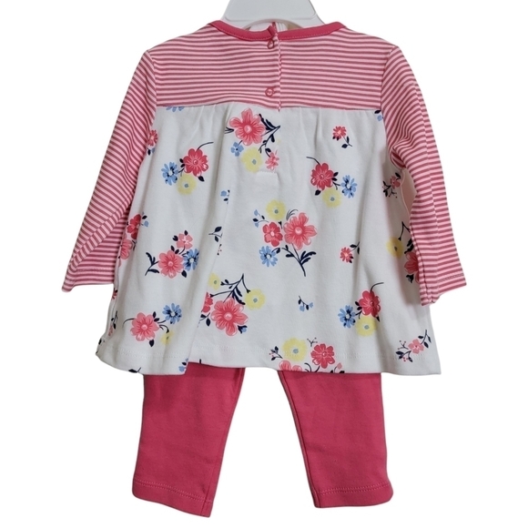 Little Me 3 Piece Top Legging Headband Floral Stripe Set 9M - Picture 2 of 4